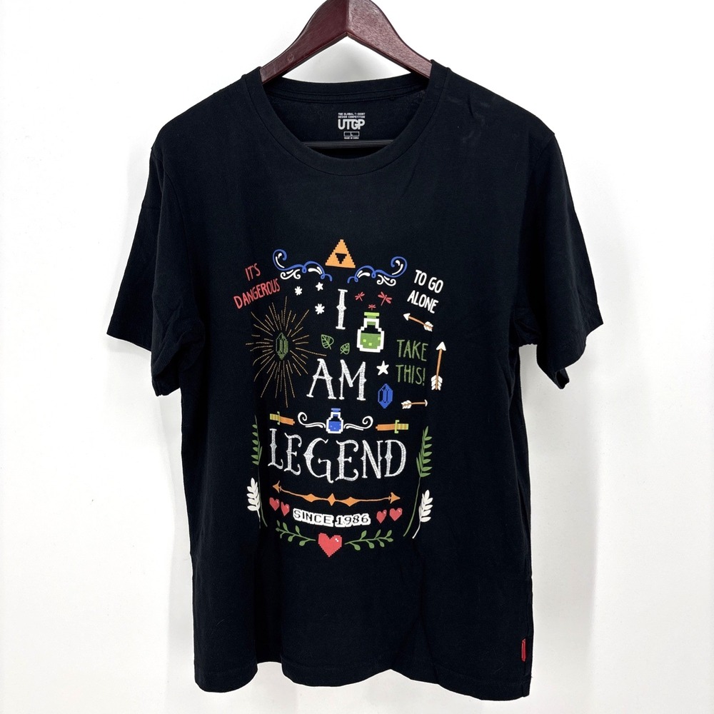 Uniqlo The Legend of Zelda Shirt I Am Legend Mens Large Black Graphic Tee
